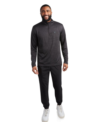 Spyder Men's Long Sleeve Honeycomb Quarter Zip - Heather Black