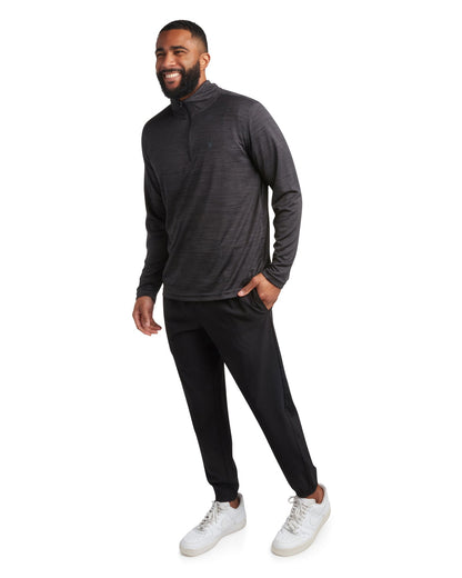 Spyder Men's Long Sleeve Honeycomb Quarter Zip - Heather Black