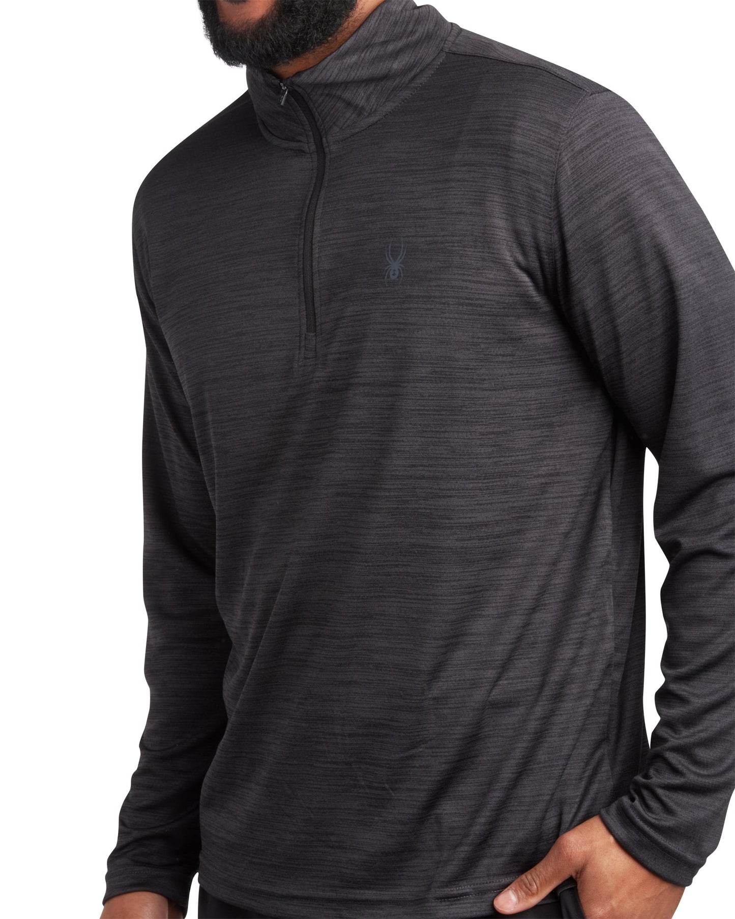 Spyder Men's Long Sleeve Honeycomb Quarter Zip - Heather Black