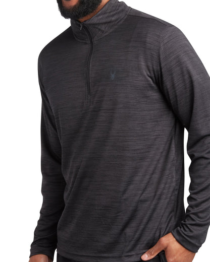 Spyder Men's Long Sleeve Honeycomb Quarter Zip - Heather Black