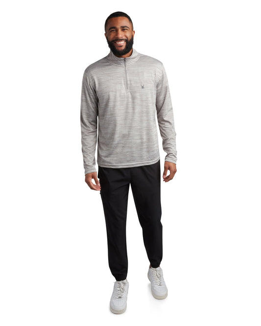 Spyder Men's Long Sleeve Honeycomb Quarter Zip - Heather Grey