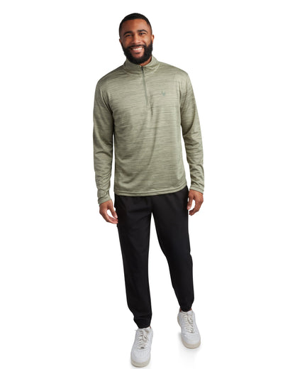 Spyder Men's Long Sleeve Honeycomb Quarter Zip - Spruce Green