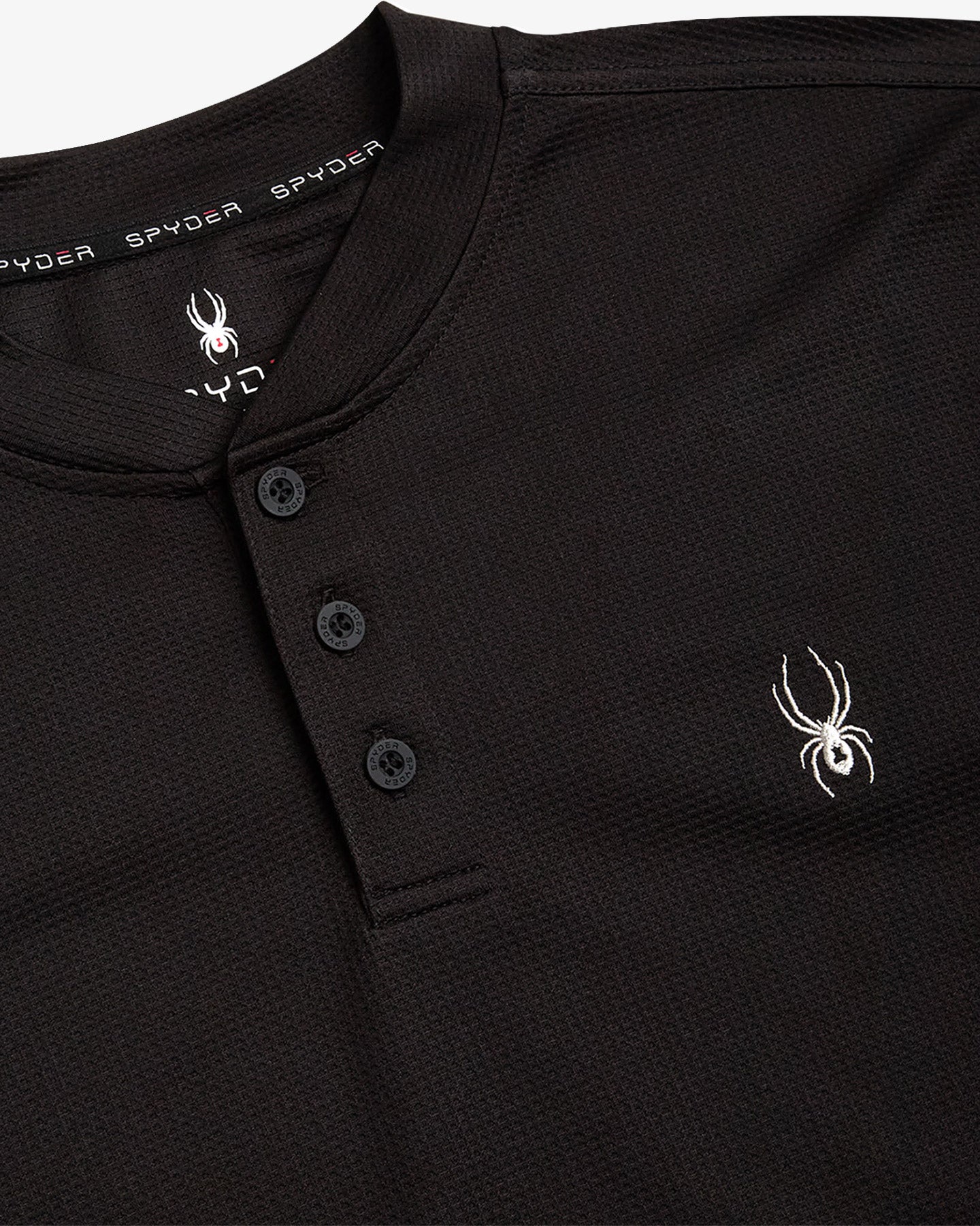 Men's Long Sleeve Thermal Henley - Black