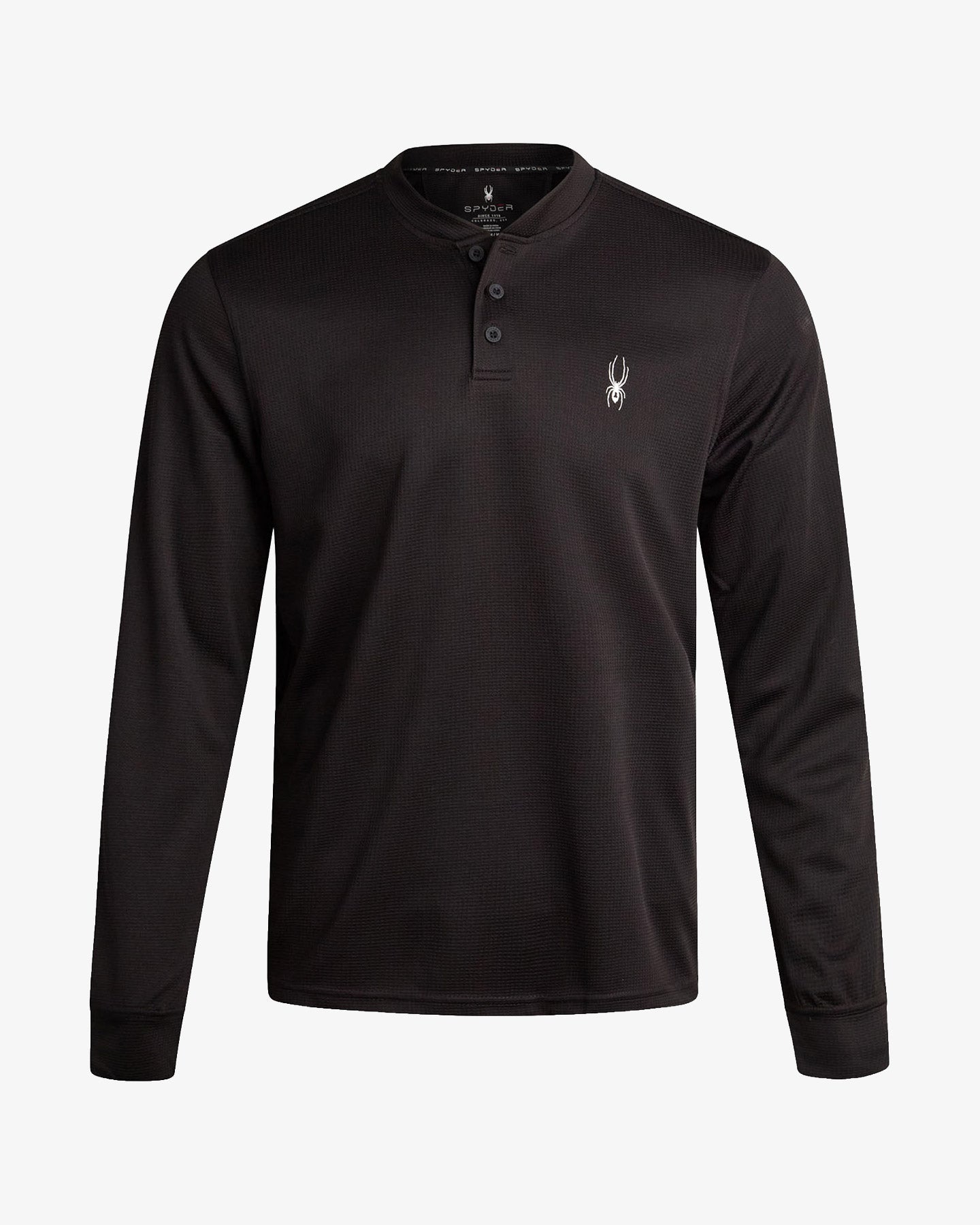 Men's Long Sleeve Thermal Henley - Black