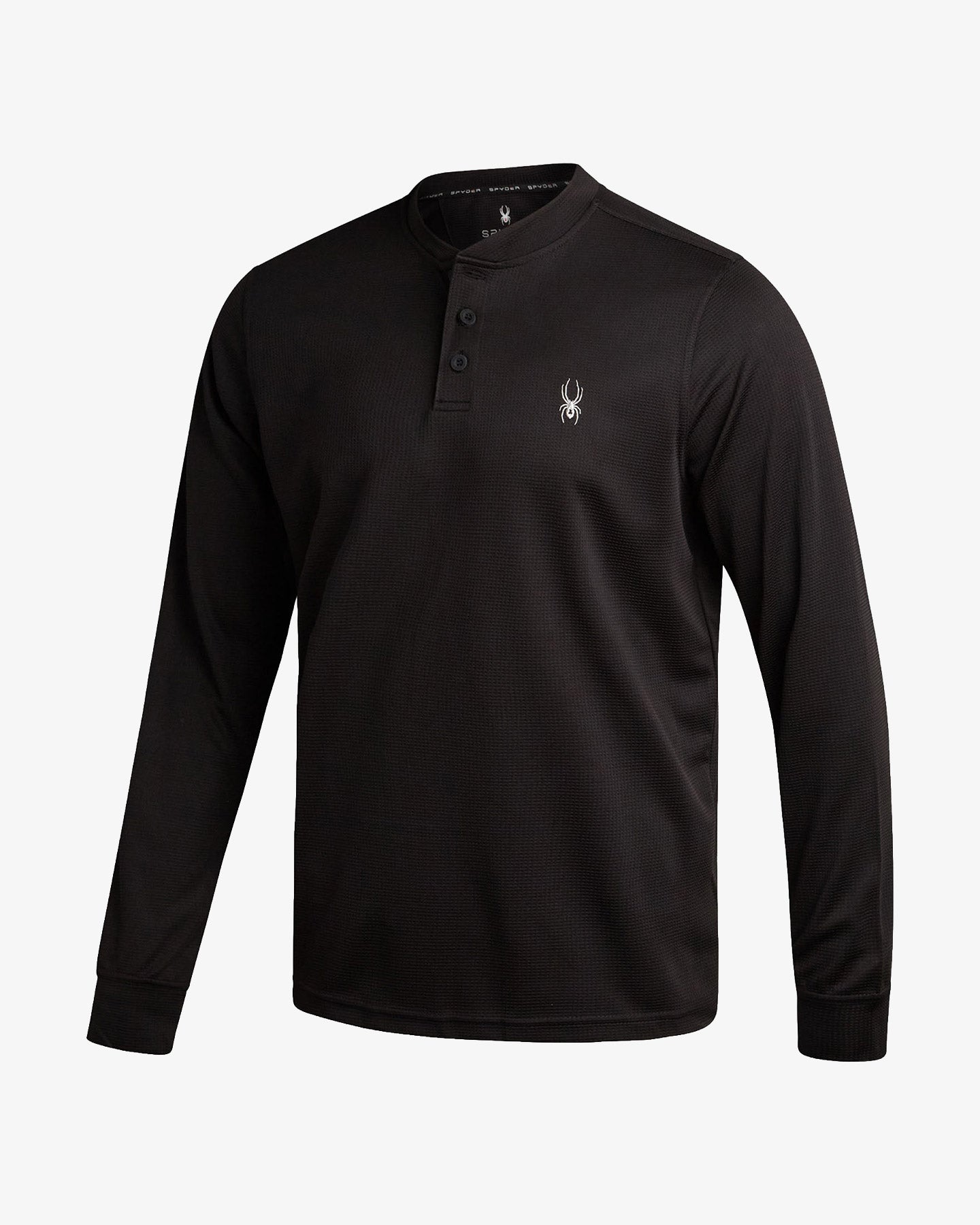 Men's Long Sleeve Thermal Henley - Black