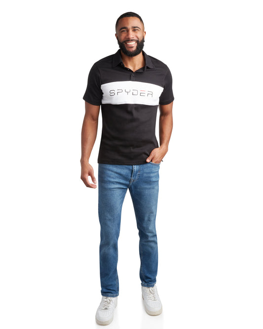 Spyder Men's Short Sleeve Interlock Color Block - Black