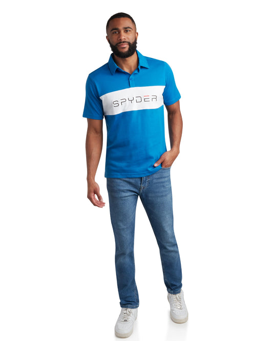 Men's Short Sleeve Interlock Color Block - Cobalt