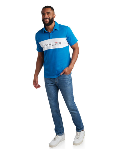 Men's Short Sleeve Interlock Color Block - Cobalt