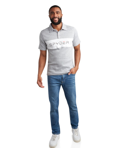 Spyder Men's Short Sleeve Interlock Color Block - Heather Grey