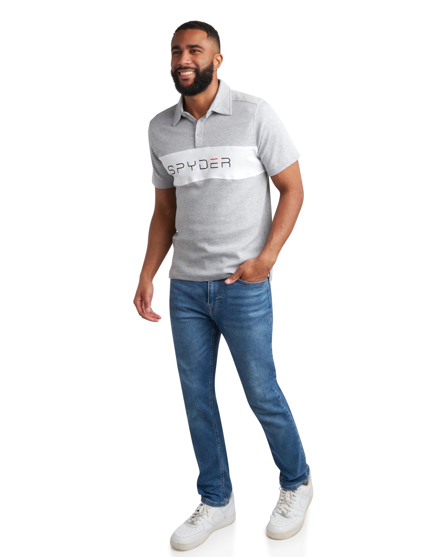 Spyder Men's Short Sleeve Interlock Color Block - Heather Grey