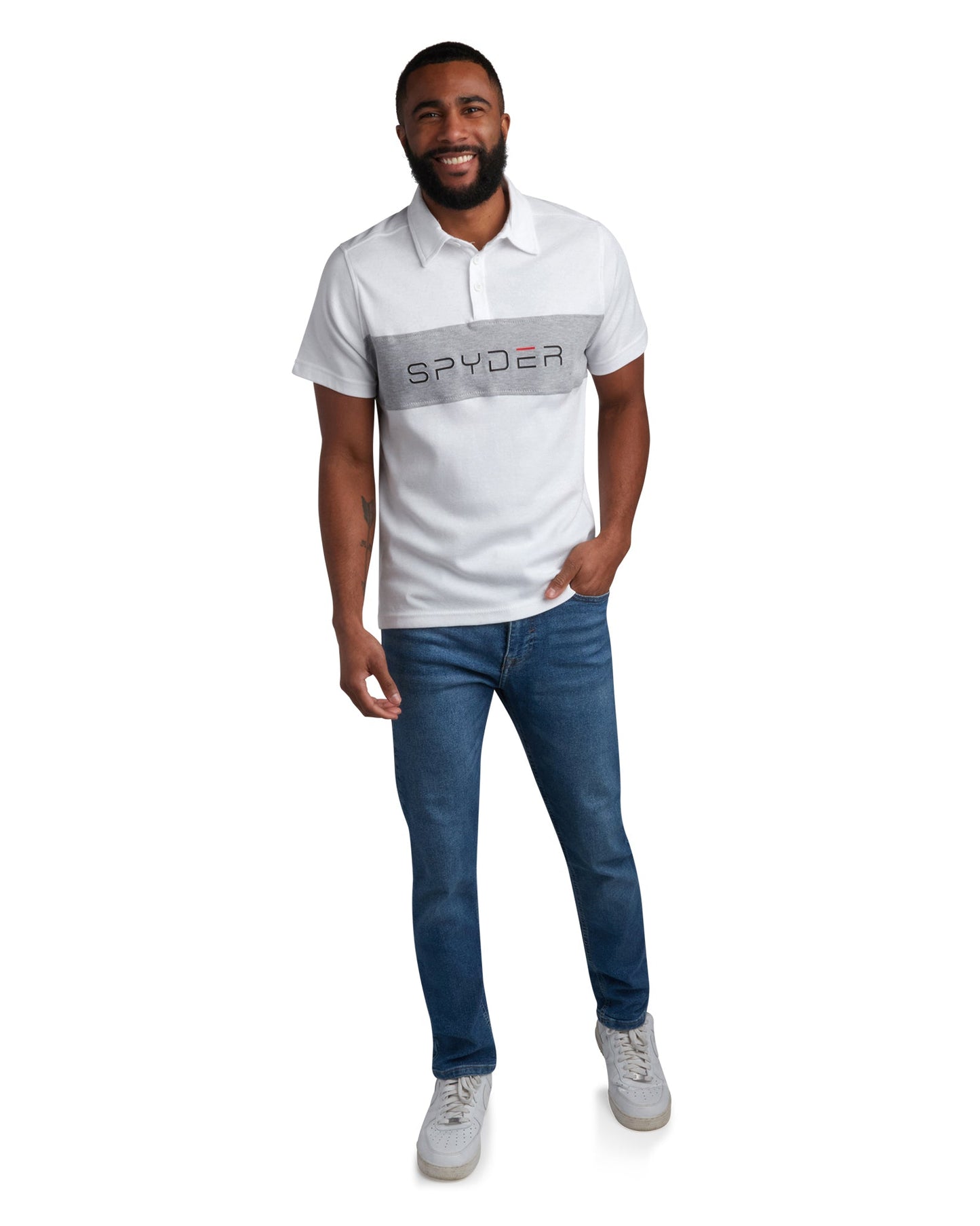 Spyder Men's Short Sleeve Interlock Color Block - White