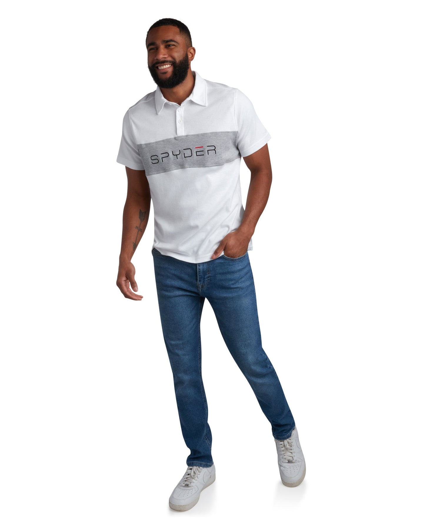Spyder Men's Short Sleeve Interlock Color Block - White