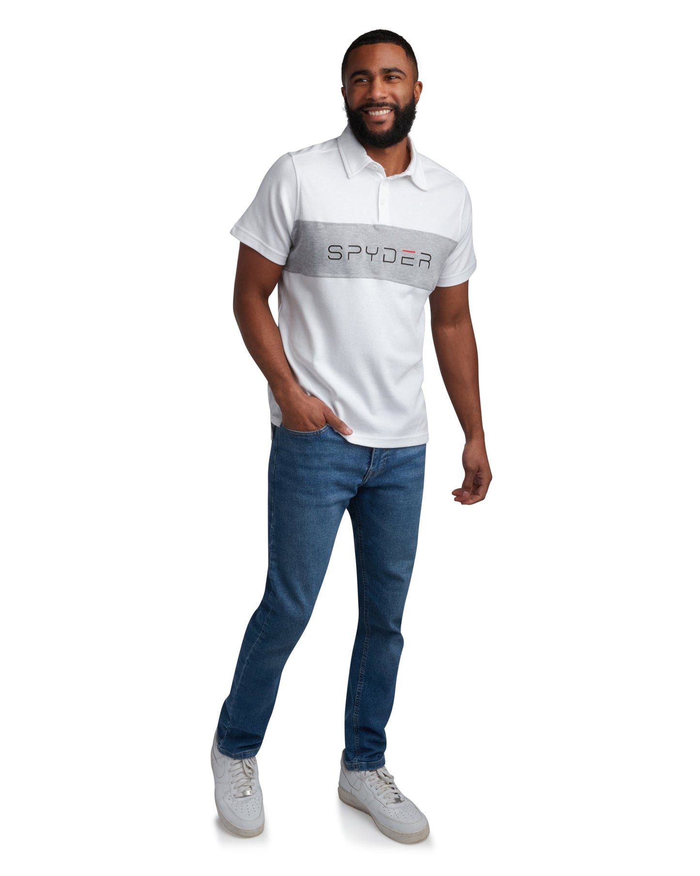 Spyder Men's Short Sleeve Interlock Color Block - White