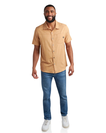 Men's Short Sleeve Mini Stripe - Carmel