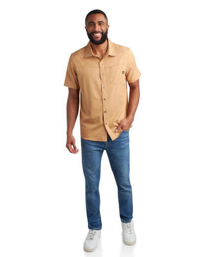 Men's Short Sleeve Mini Stripe - Carmel