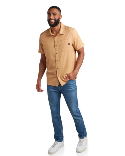 Men's Short Sleeve Mini Stripe - Carmel