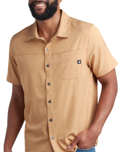 Men's Short Sleeve Mini Stripe - Carmel