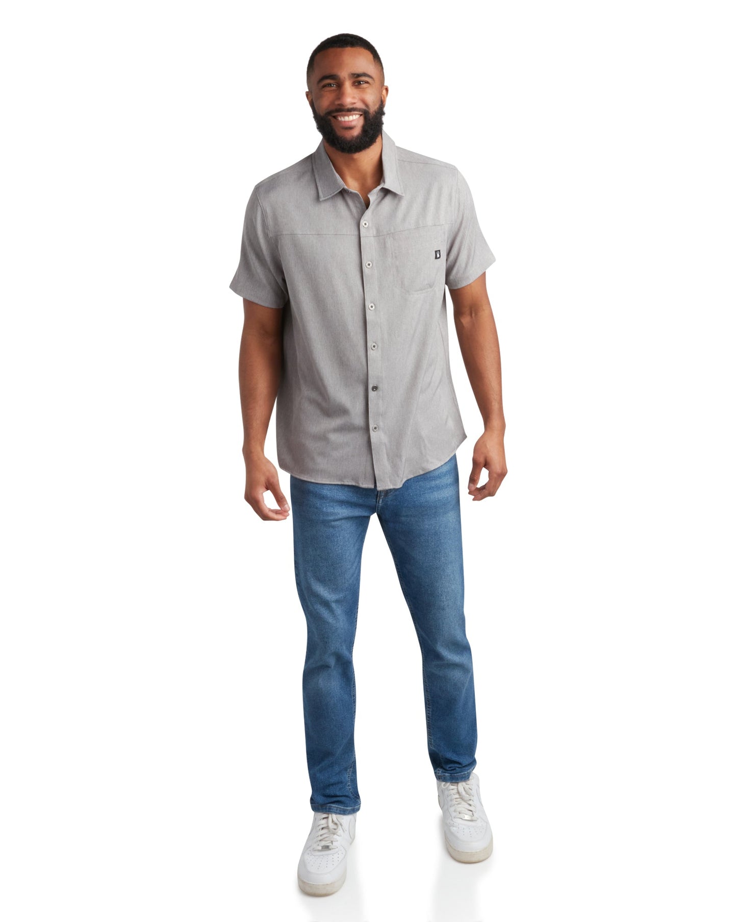 Men's Short Sleeve Mini Stripe - Grey