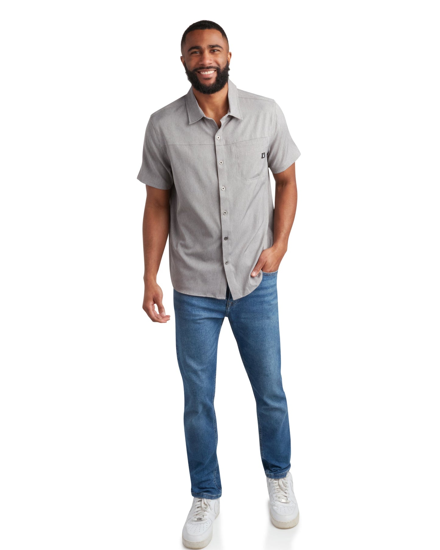 Men's Short Sleeve Mini Stripe - Grey