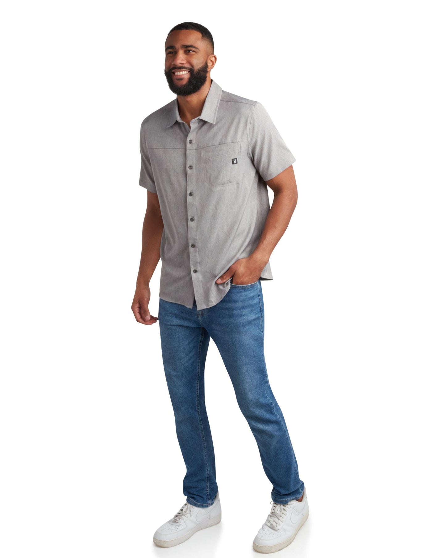 Men's Short Sleeve Mini Stripe - Grey