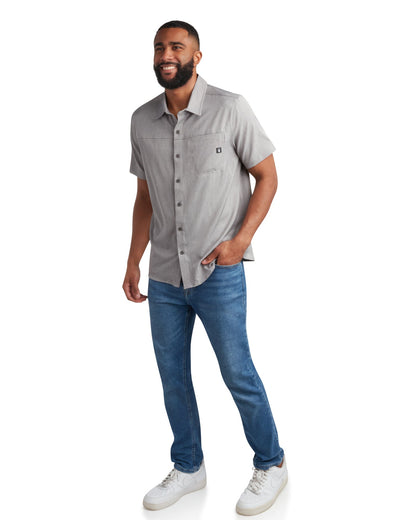 Men's Short Sleeve Mini Stripe - Grey
