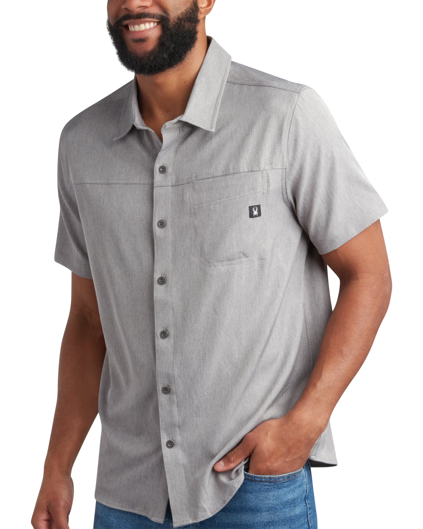 Men's Short Sleeve Mini Stripe - Grey