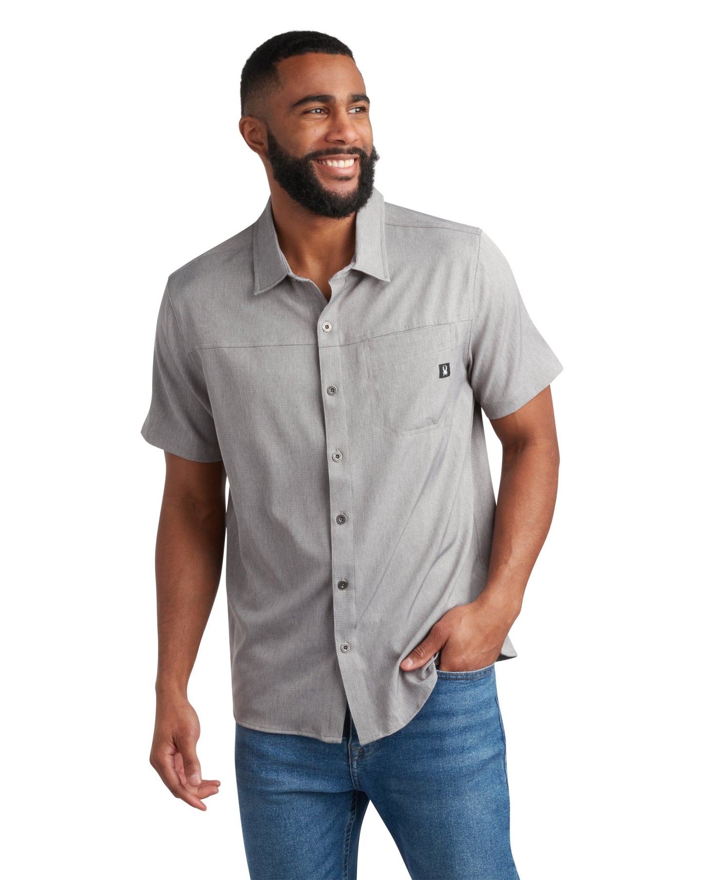 Men's Short Sleeve Mini Stripe - Grey