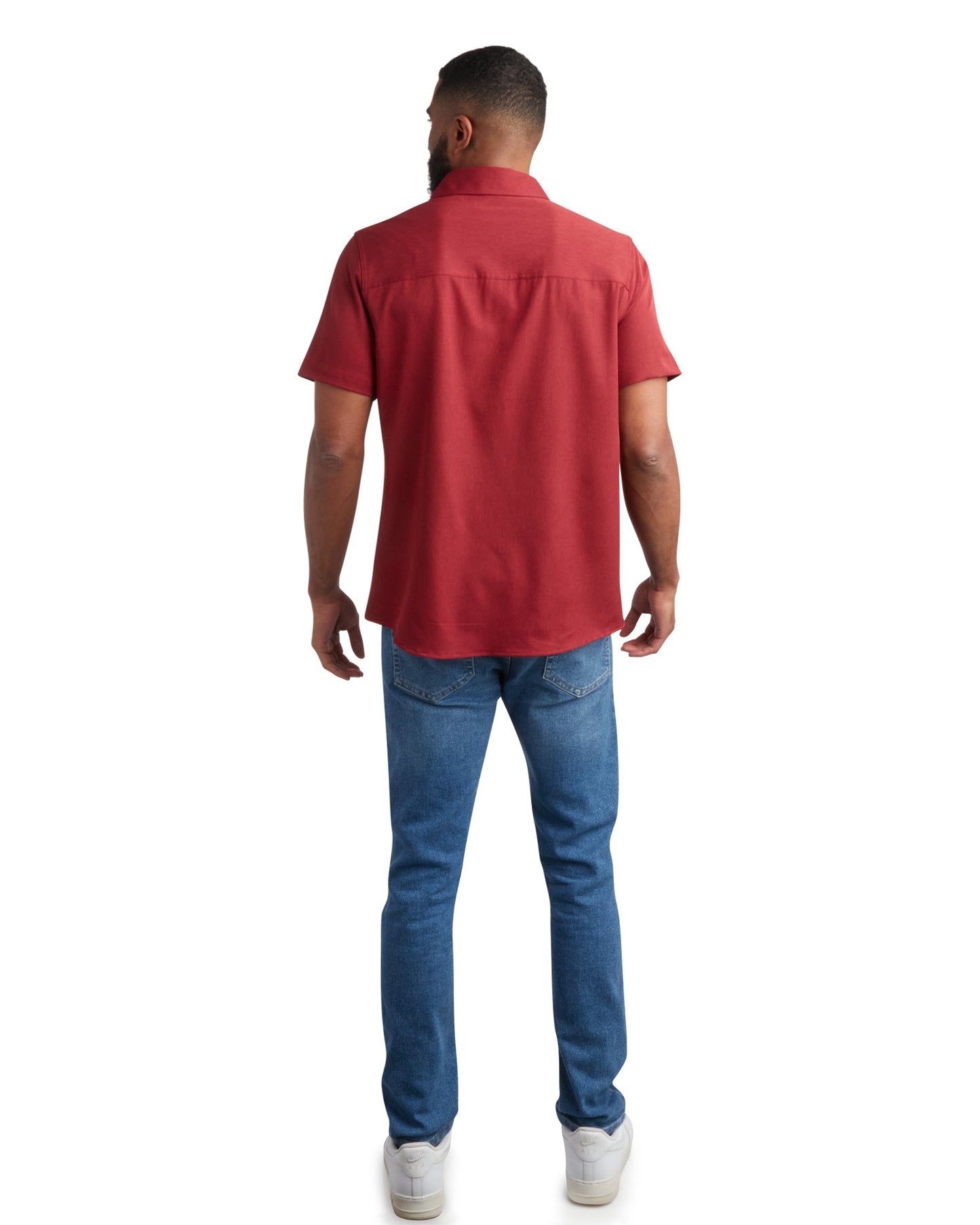 Men's Short Sleeve Mini Stripe - Pomegranate