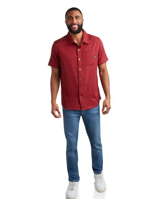 Men's Short Sleeve Mini Stripe - Pomegranate