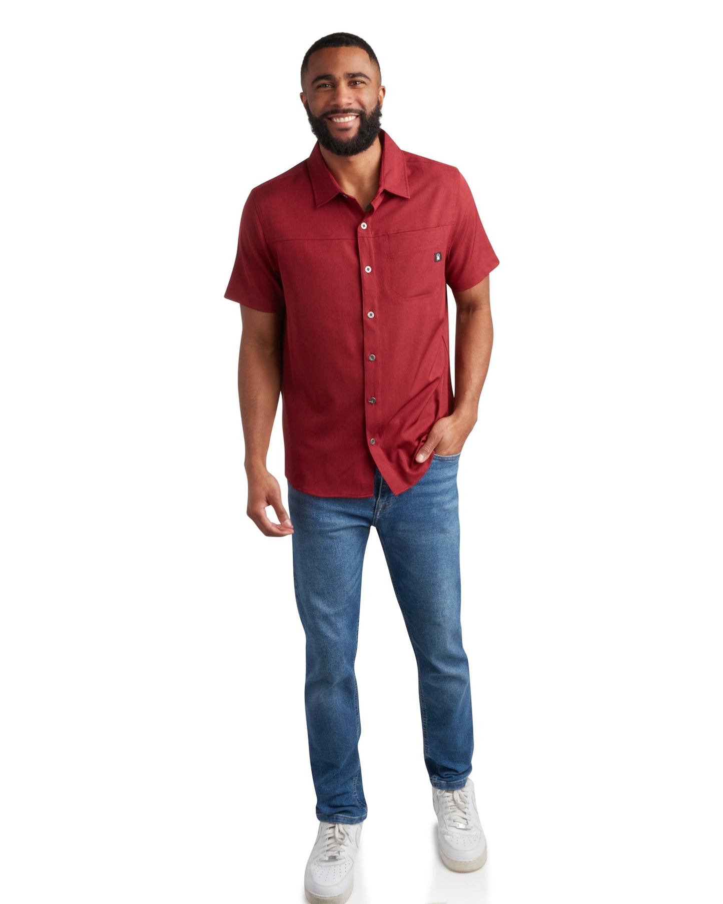 Men's Short Sleeve Mini Stripe - Pomegranate
