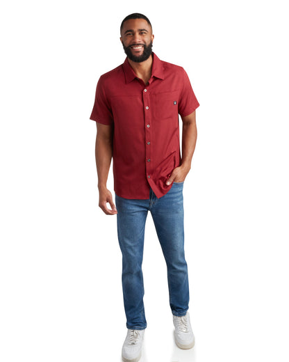 Men's Short Sleeve Mini Stripe - Pomegranate