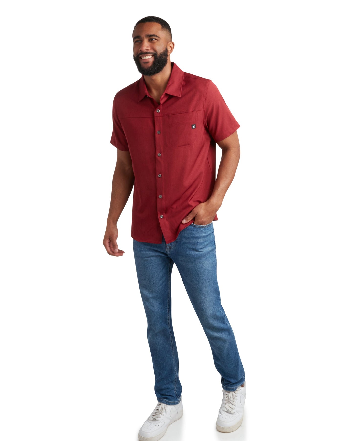 Men's Short Sleeve Mini Stripe - Pomegranate