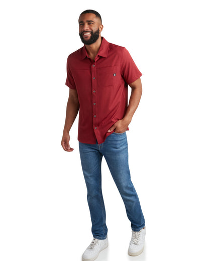 Men's Short Sleeve Mini Stripe - Pomegranate