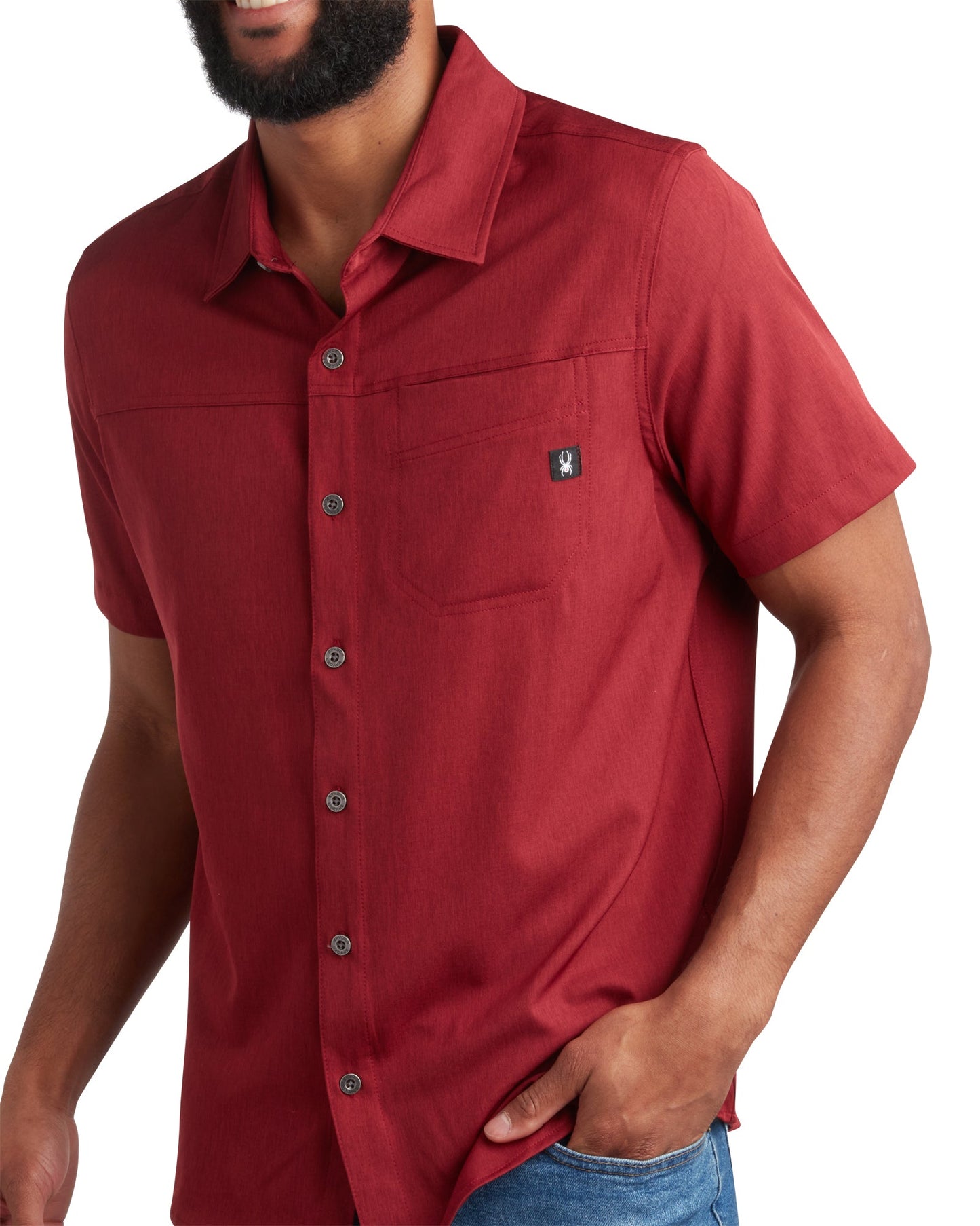 Men's Short Sleeve Mini Stripe - Pomegranate