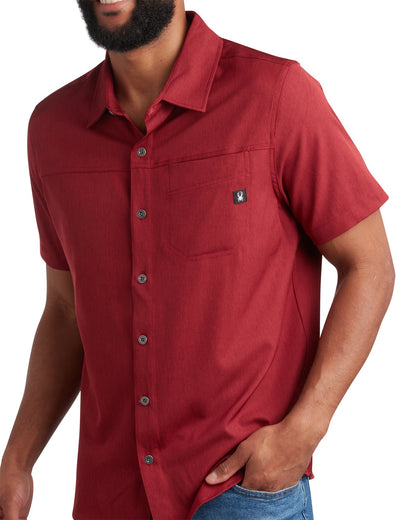 Men's Short Sleeve Mini Stripe - Pomegranate