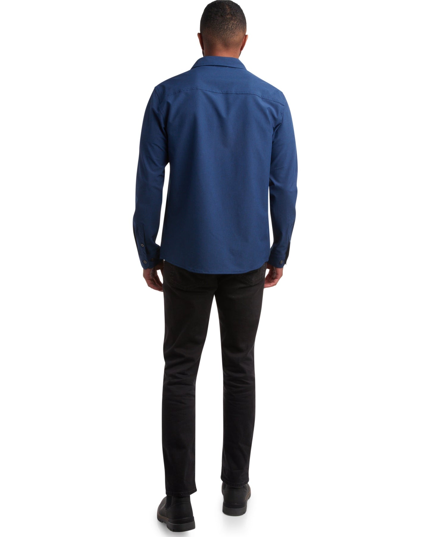 Men's Melange Long Sleeve 2 Pocket Shirt - Estate Blue