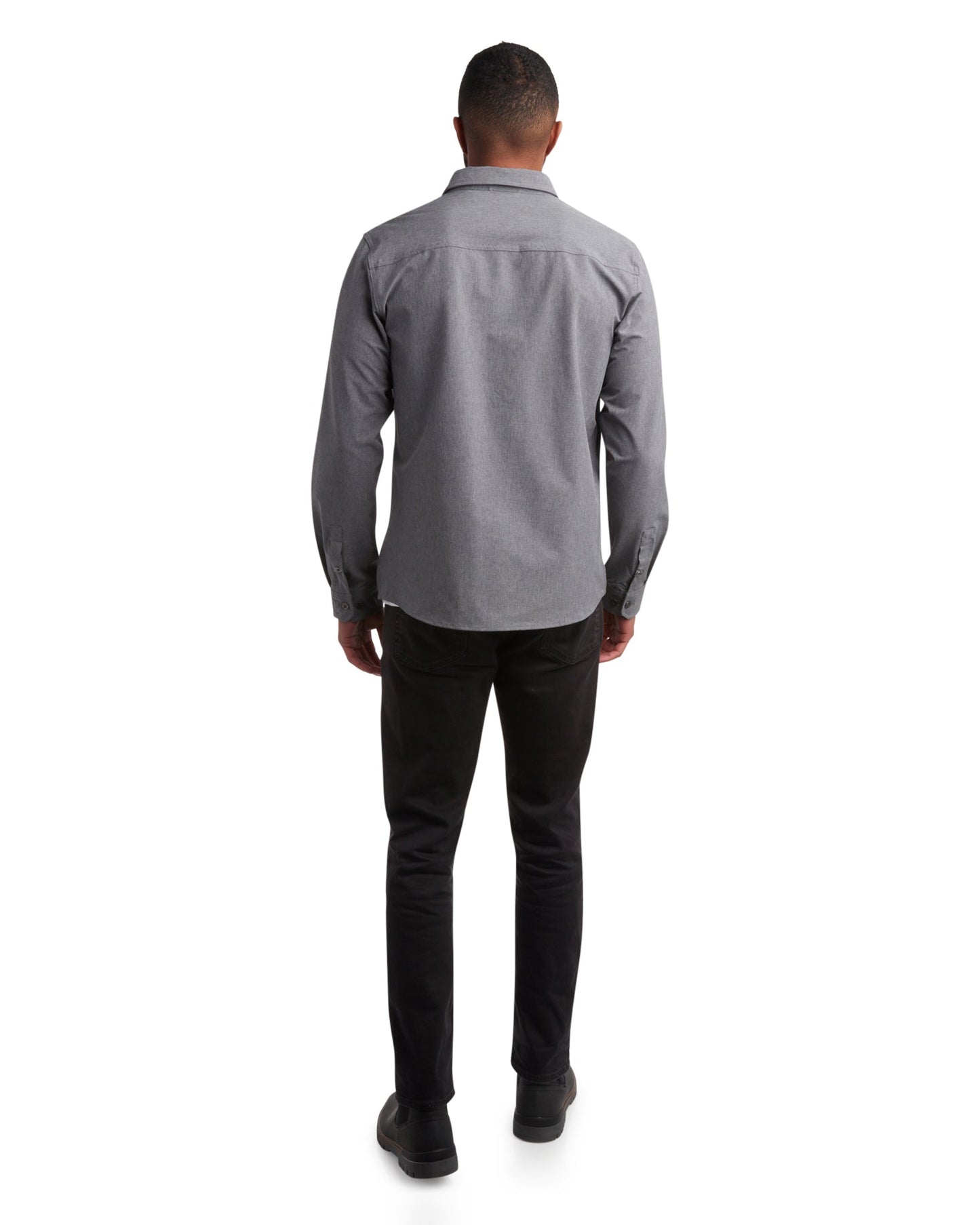 Men's Melange Long Sleeve 2 Pocket  - Grey