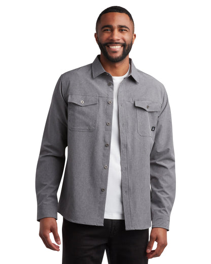 Men's Melange Long Sleeve 2 Pocket  - Grey