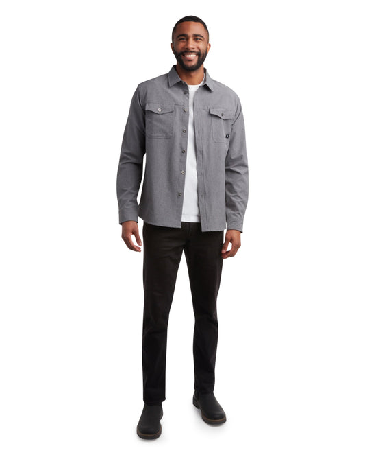Men's Melange Long Sleeve 2 Pocket  - Grey
