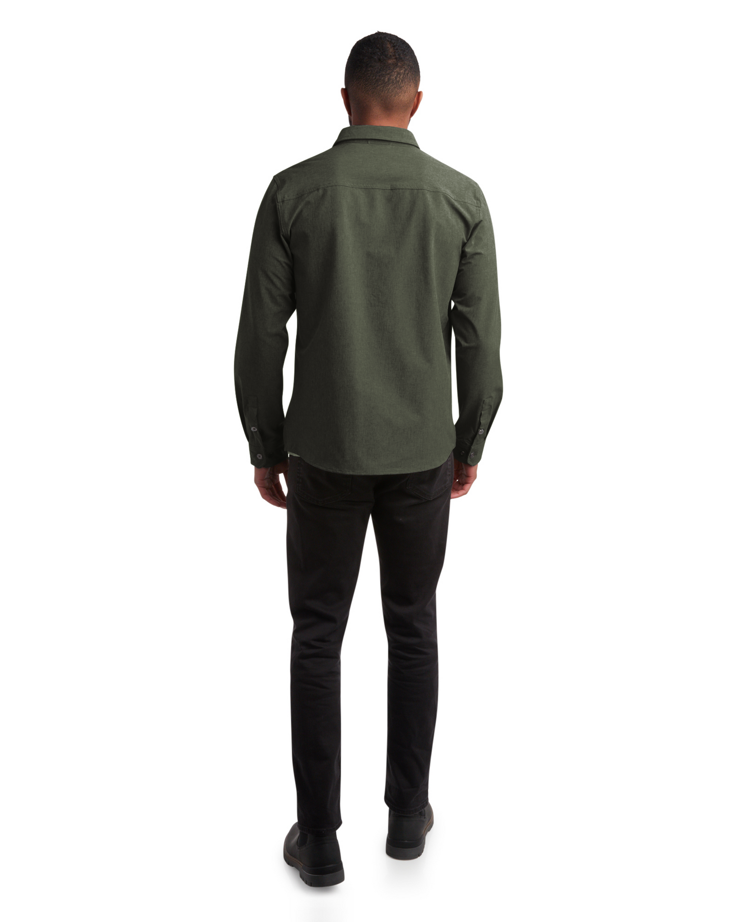 Men's Melange Long Sleeve 2 Pocket - Olive