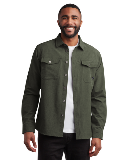 Men's Melange Long Sleeve 2 Pocket - Olive
