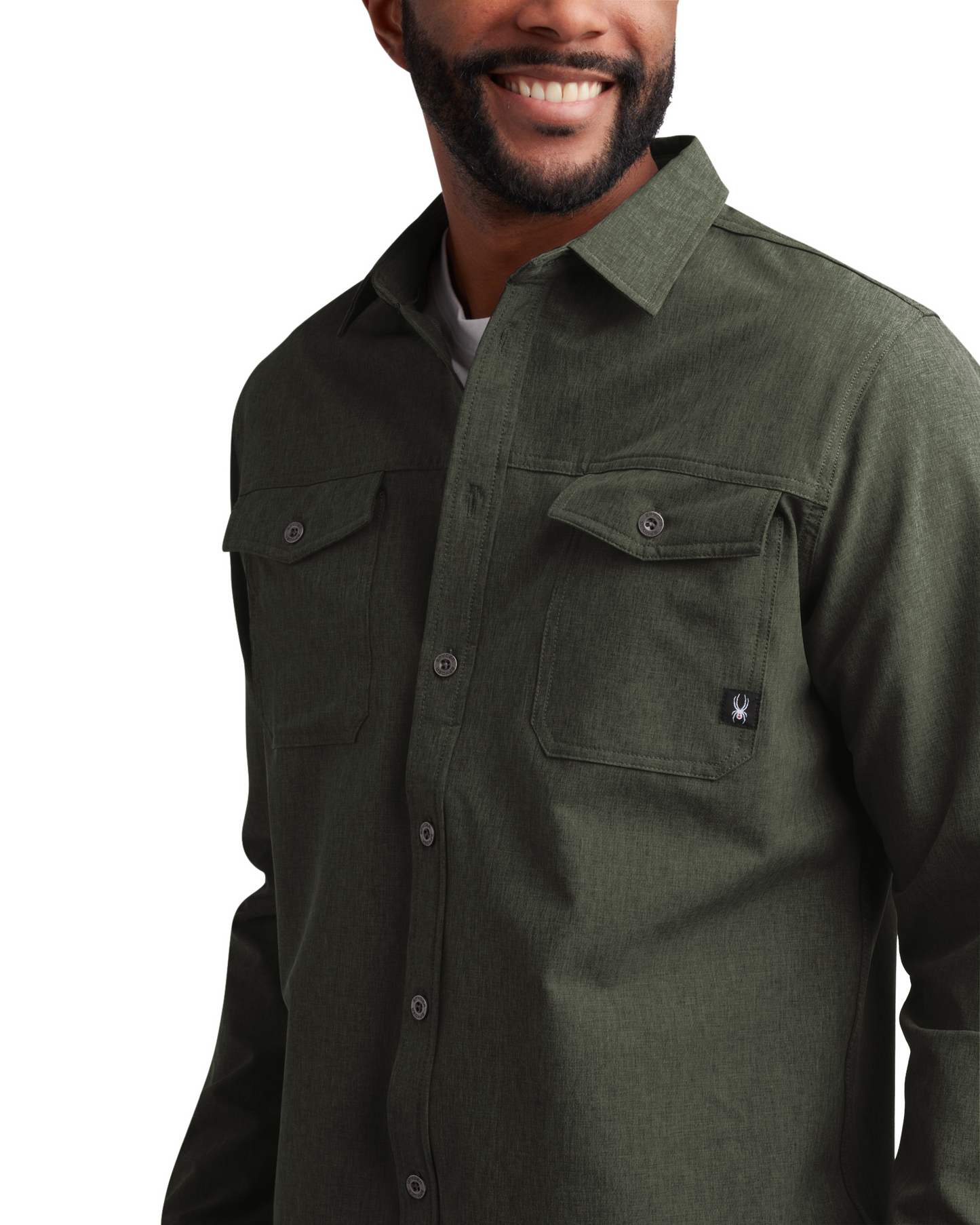 Men's Melange Long Sleeve 2 Pocket - Olive