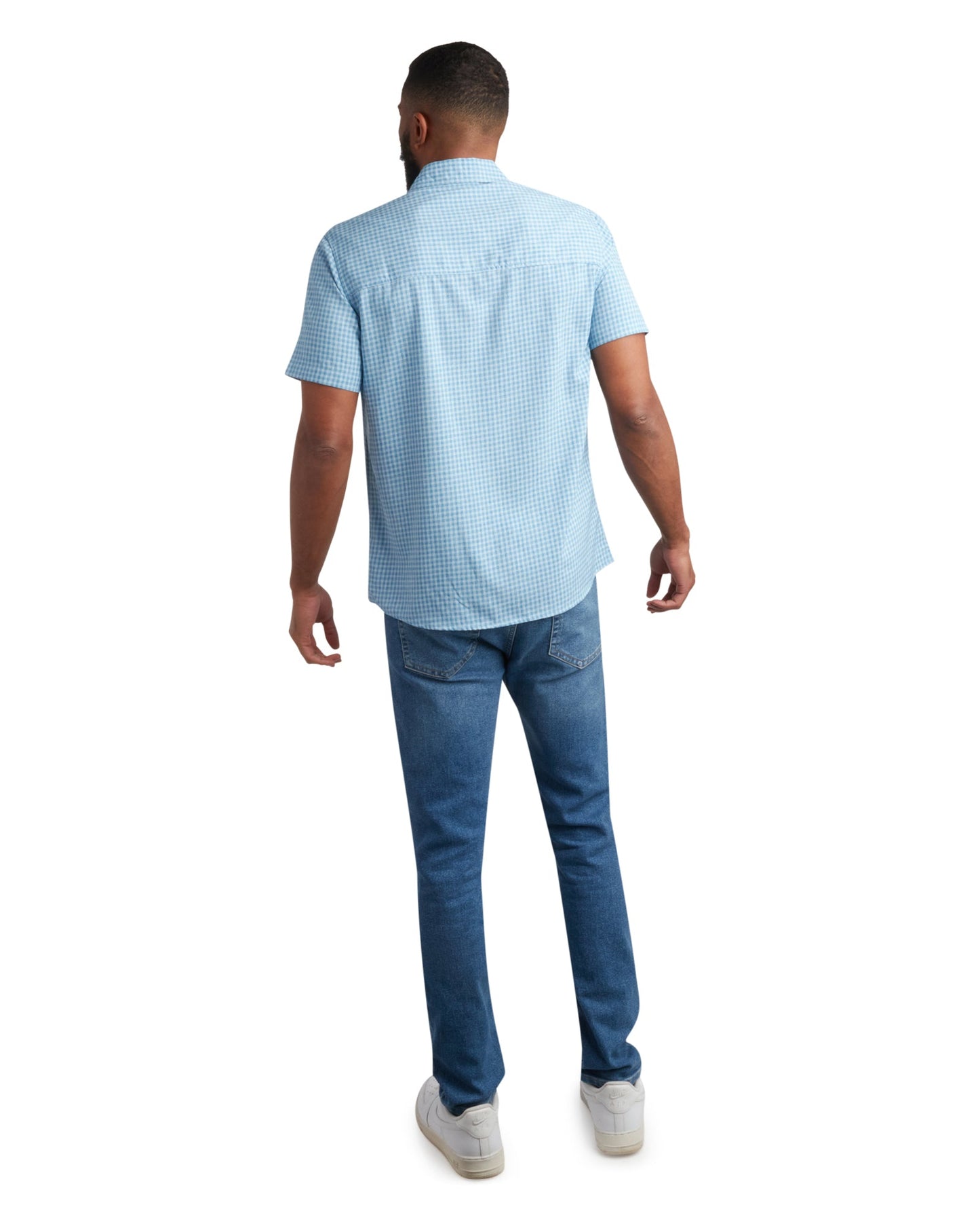 Men's Short Sleeve Mini Check - Cobalt