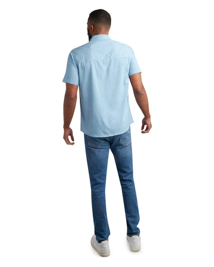 Men's Short Sleeve Mini Check - Cobalt