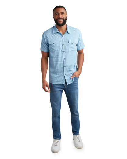Men's Short Sleeve Mini Check - Cobalt