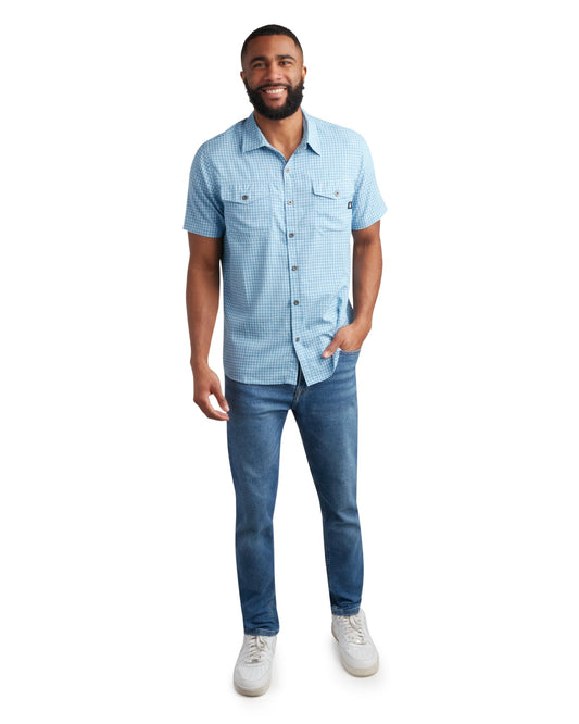 Men's Short Sleeve Mini Check - Cobalt