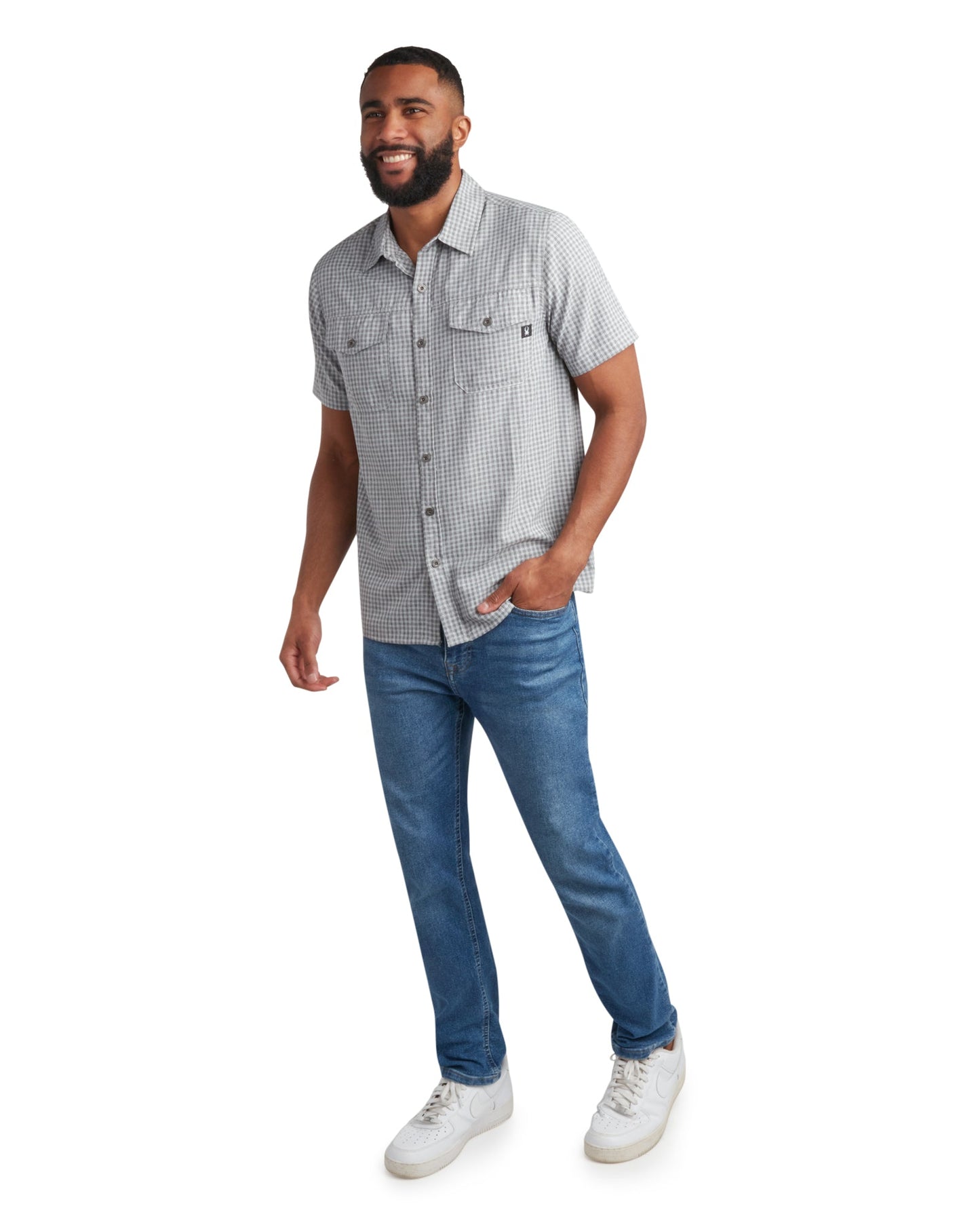 Men's Short Sleeve Check - Grey