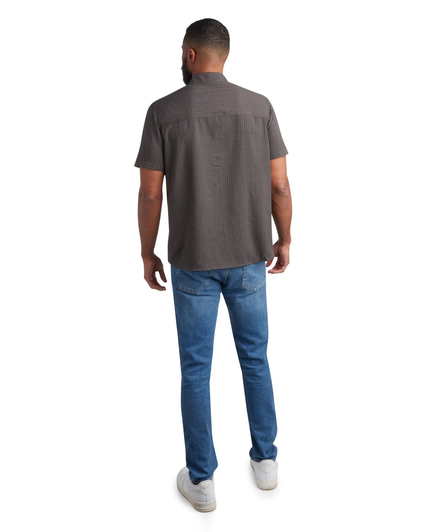 Men's Short Sleeve Mini Check - Heather Black