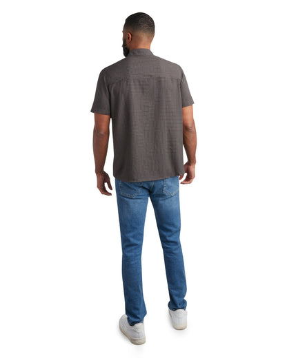 Men's Short Sleeve Mini Check - Heather Black