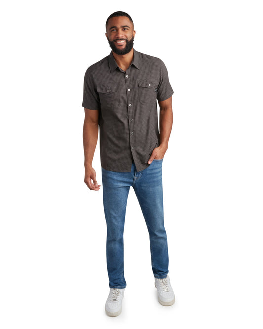 Men's Short Sleeve Mini Check - Heather Black